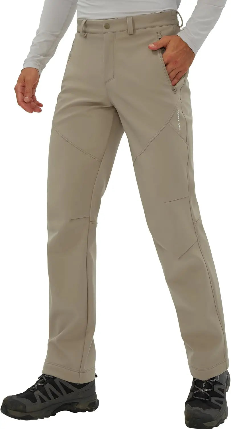 Pioneer Camp Men's Fleece Lined Outdoor Hiking Pants Insulated Waterproof Warm Softshell Windproof Work Pant