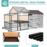 Large Steel Frame Chicken Coop for 6-8 Hens with Nesting Box and Waterproof Cover
