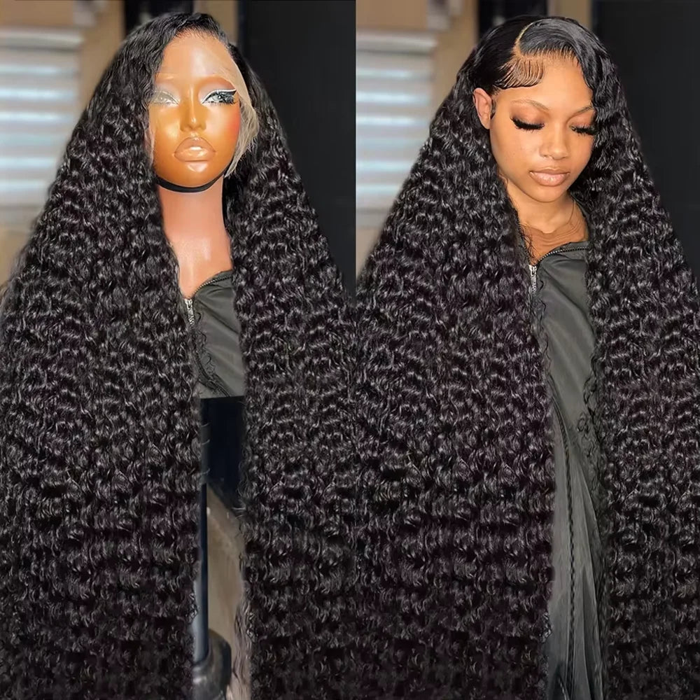 Deep Wave 40 Inch Frontal Wig Transparent 13x4 13x6 HD Lace Frontal Human Hair Wigs Curly Human Hair Lace Frontal Wigs For Women