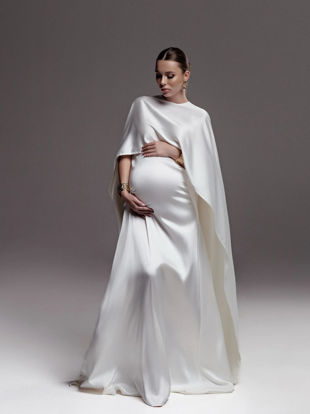 Elegance White Silk Maternity Dress Photoshoot платье для беременных Chic Babyshower Dresses Ropa Embarazada