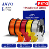 JAYO 3D PETG/PLA/PLA PLUS Filament 1.75mm PLA Filament 5 Rolls For Bambu FDM 3D Printer Neatly Wound 3D Printing Material for 3d