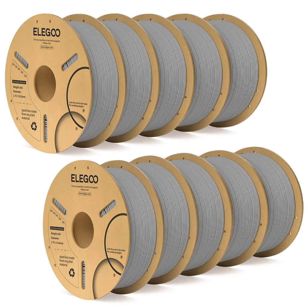 ELEGOO PLA Plus 10kg Filament 1.75mm Black 3D Printing Material Dimensional Accuracy +/- 0.02 mm Fits Most FDM 3D Printers