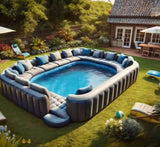 Equipped with Portable Lounge Chairs, Commercial Custom Inflatable Sofa Pool Set,