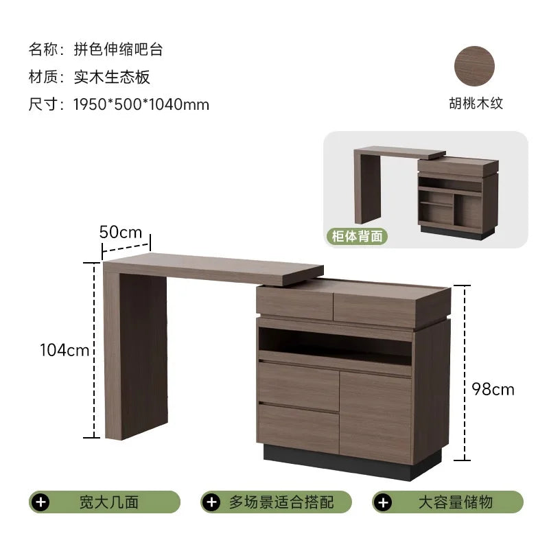 LH telescopic bar integrated cabinet Italian minimalist small apartment sofa side cabinet