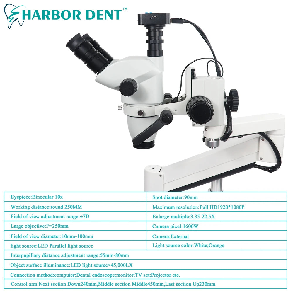 1080P Dental Operating Microscope Portable Surgical Microscope/endodontic Microscope With Camera Zoom Objective 3.35X-22.5