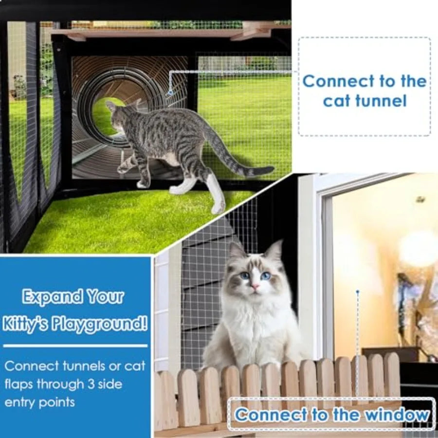 Large Catio Outdoor Cat Enclosure Window 73 H Walk-in Cat House Kitty Cage for Multiple Indoor Outdoor Cats Outside Patio with
