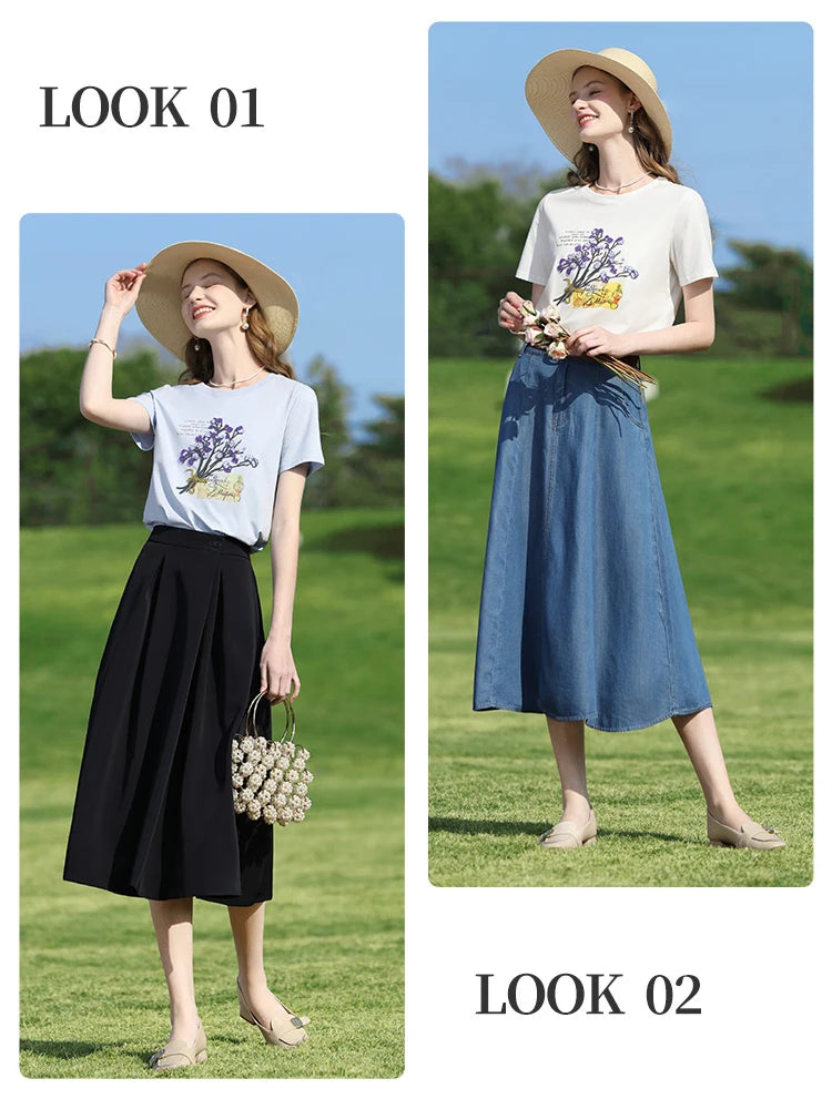 I BELIEVE YOU Beads Embroidered T-shirt Female 2025 Summer Letter Printing Casual Top Short Sleeve Cool Cotton Tees 2251015989