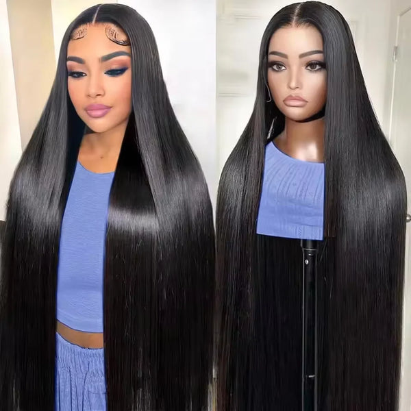 46 Inch 13x6 Lace Front Wigs Natural Human Hair 220 Density Straight HD