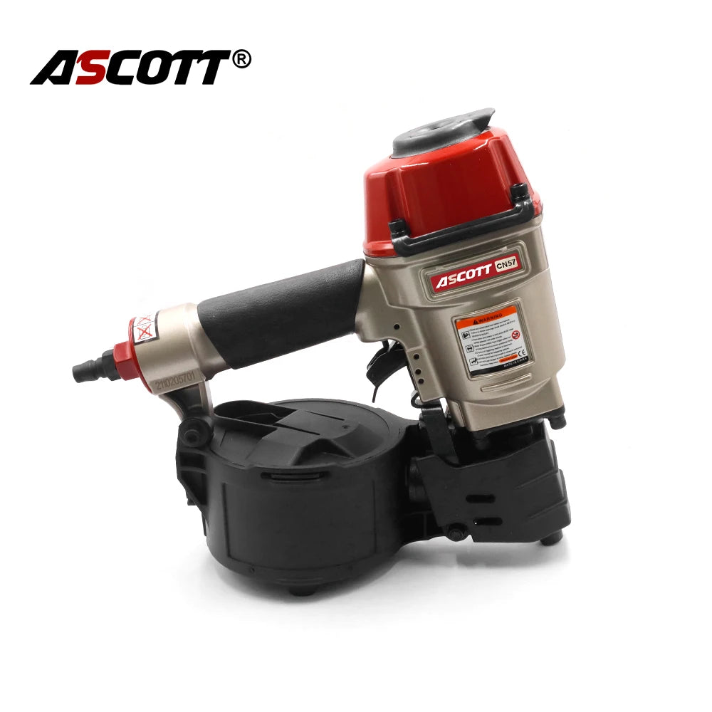 Ascott Coil Nailer CN57 CN70 CN80 CN90B Pallet Nailing Gun for Making Crates Siding Board Fencing Woodworking Pneumatic Tool