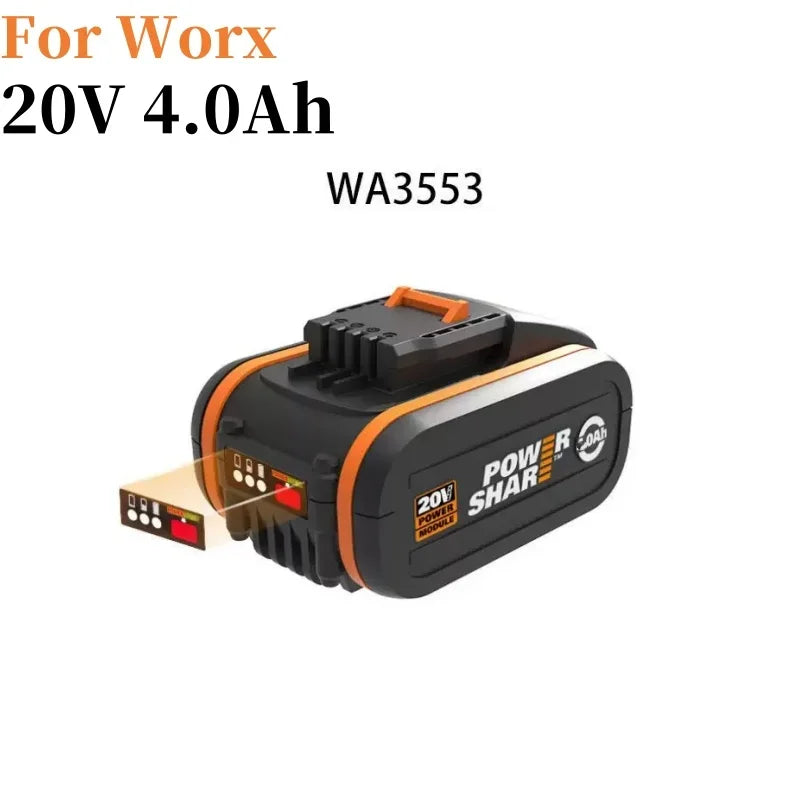 for worx 20V4.0/6.0/8.0/10.0Ah Lithium battery Rechargeable WA3553 WA3551 WA3553.1 WA3570 for All WORX Electric and Garden Tools