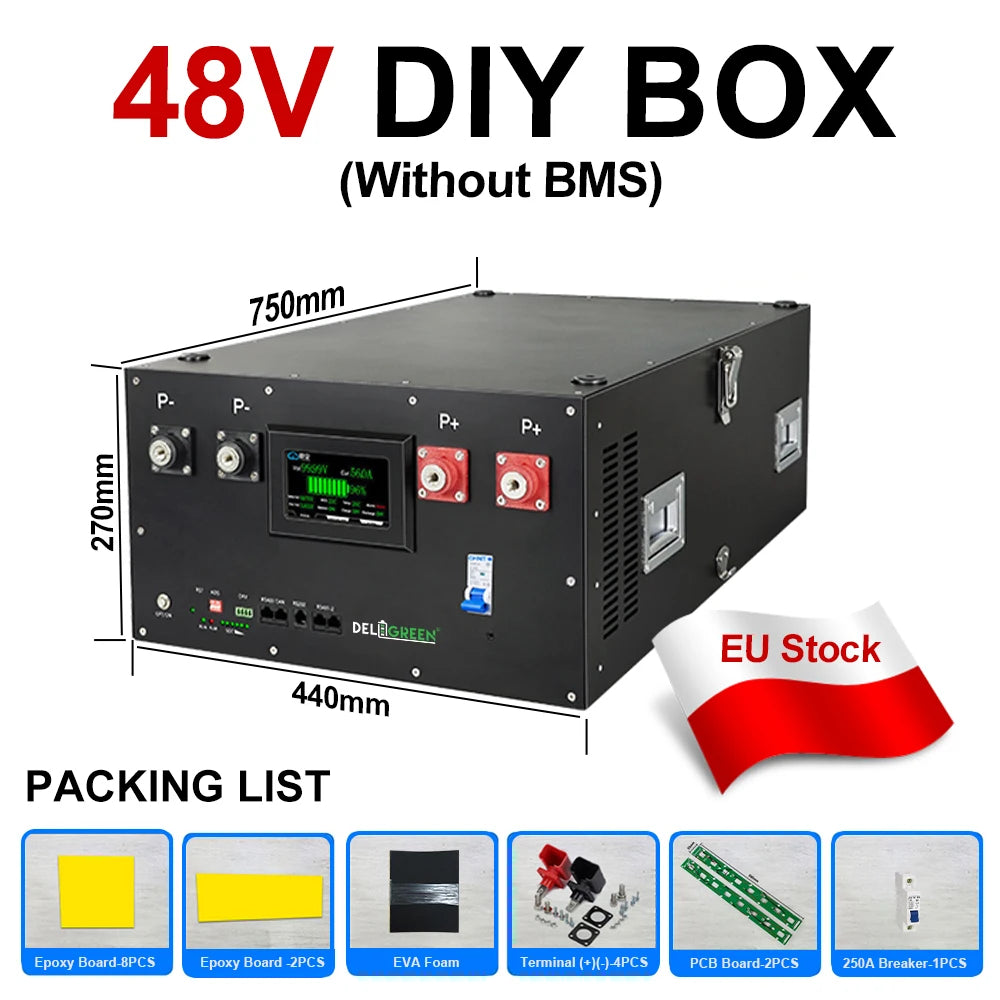 DIY 48V Box with JK 16S 200A Smart BMS LiFePO4 Battery Case 51.2V DIY Kits 280AH 300AH 320AH 340AH BT LCDAssemble Box EU Stock