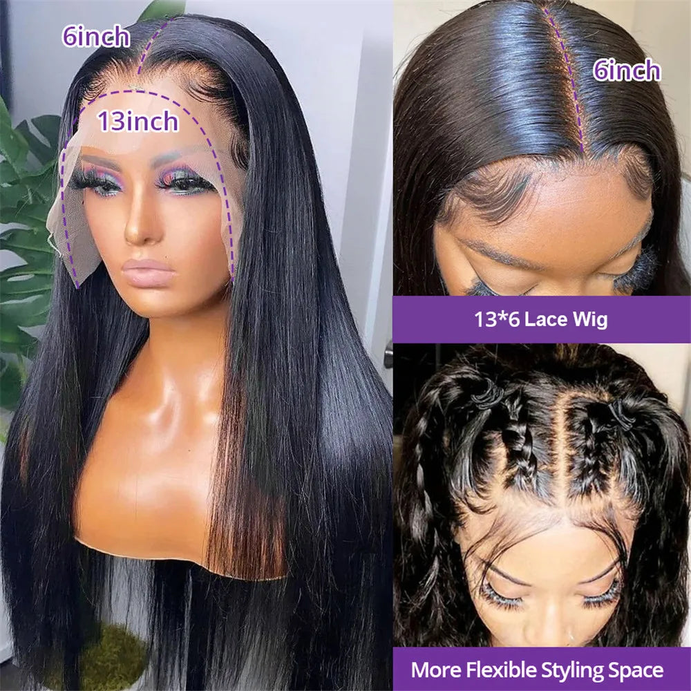 200% Real Density Bone Straight Hd Transparent 13x6 Hd Lace Frontal Wig