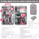 Cordless Drill Tool Set: Pink Power Drill for Women used for DIY Building and Fixing Tasks Easy to use All In One Set i
