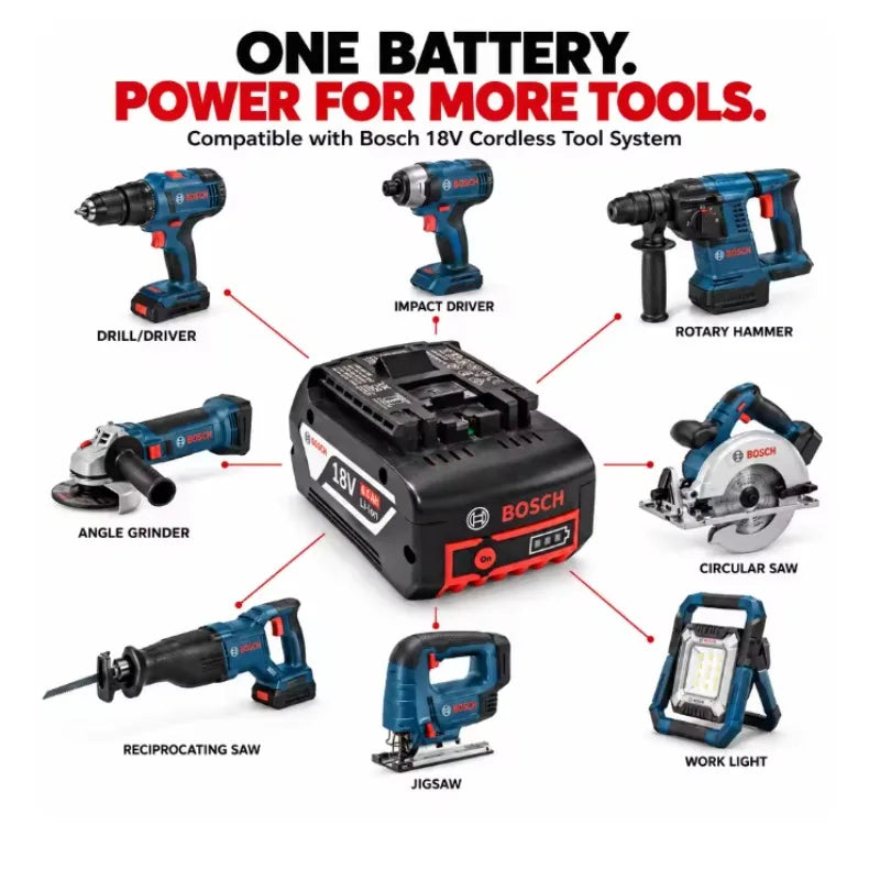 Genuine Bosch 18V 6.0Ah Battery BAT609 BAT609G Original Lithium-Ion Rechargeable Power Tool Battery