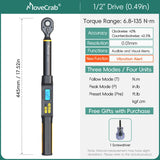 MOVECRAB Series Digital Torque Wrench 1.5-340N.m 2% Accuracy Preset Values with Buzzer, LED Flash & HandleVibration Notification