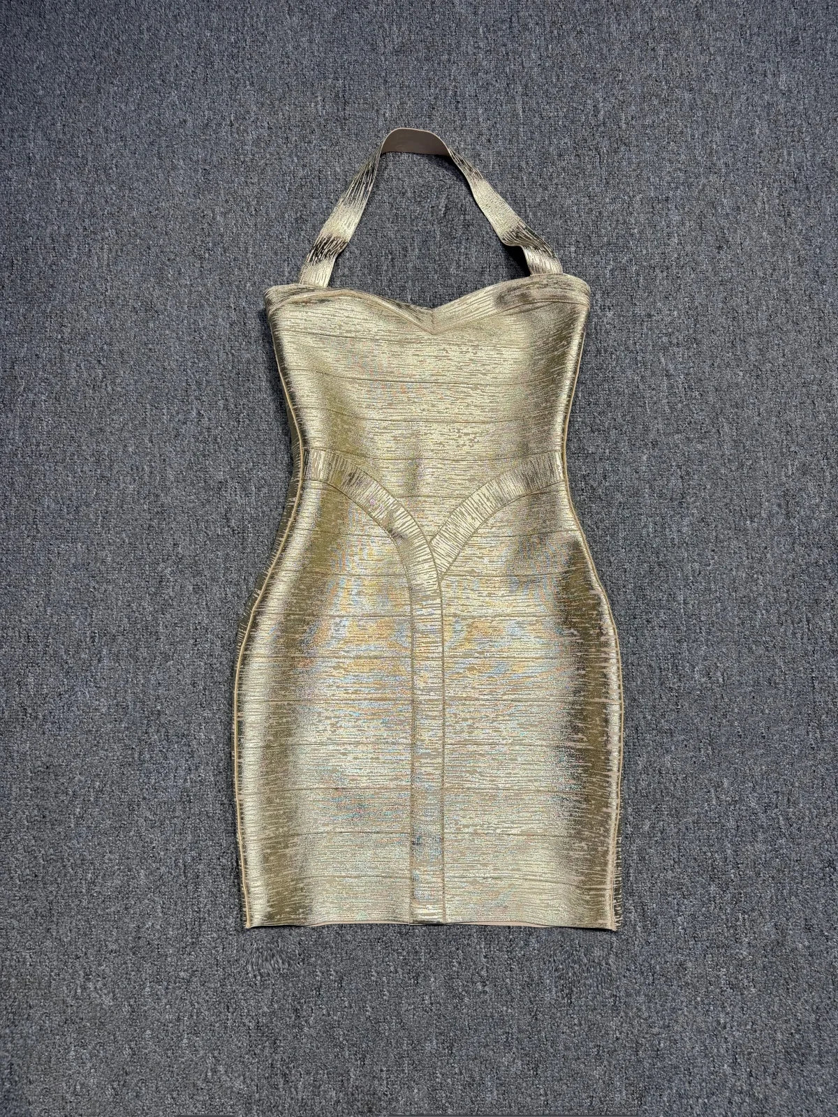 Real Photos Women Gold Bronzing Bandage Dress Bodycon Mini High Street Evening Club Party Homecoming Dress Wholesale Dropship