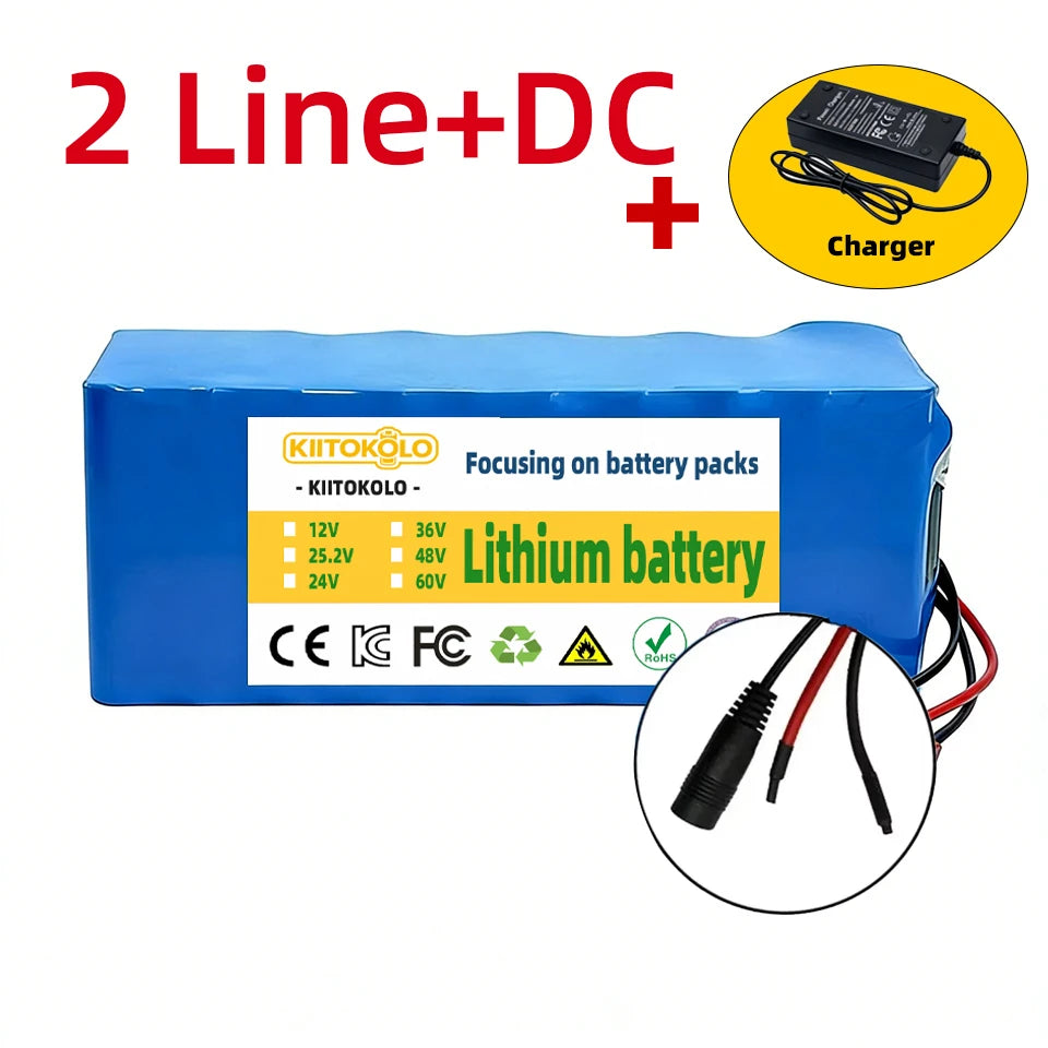 36V 10000mAh 10S4P Lithium Ion Battery Built-in BMS High Capacity Replacement Battery for 500W Electric Scooter E-Bike