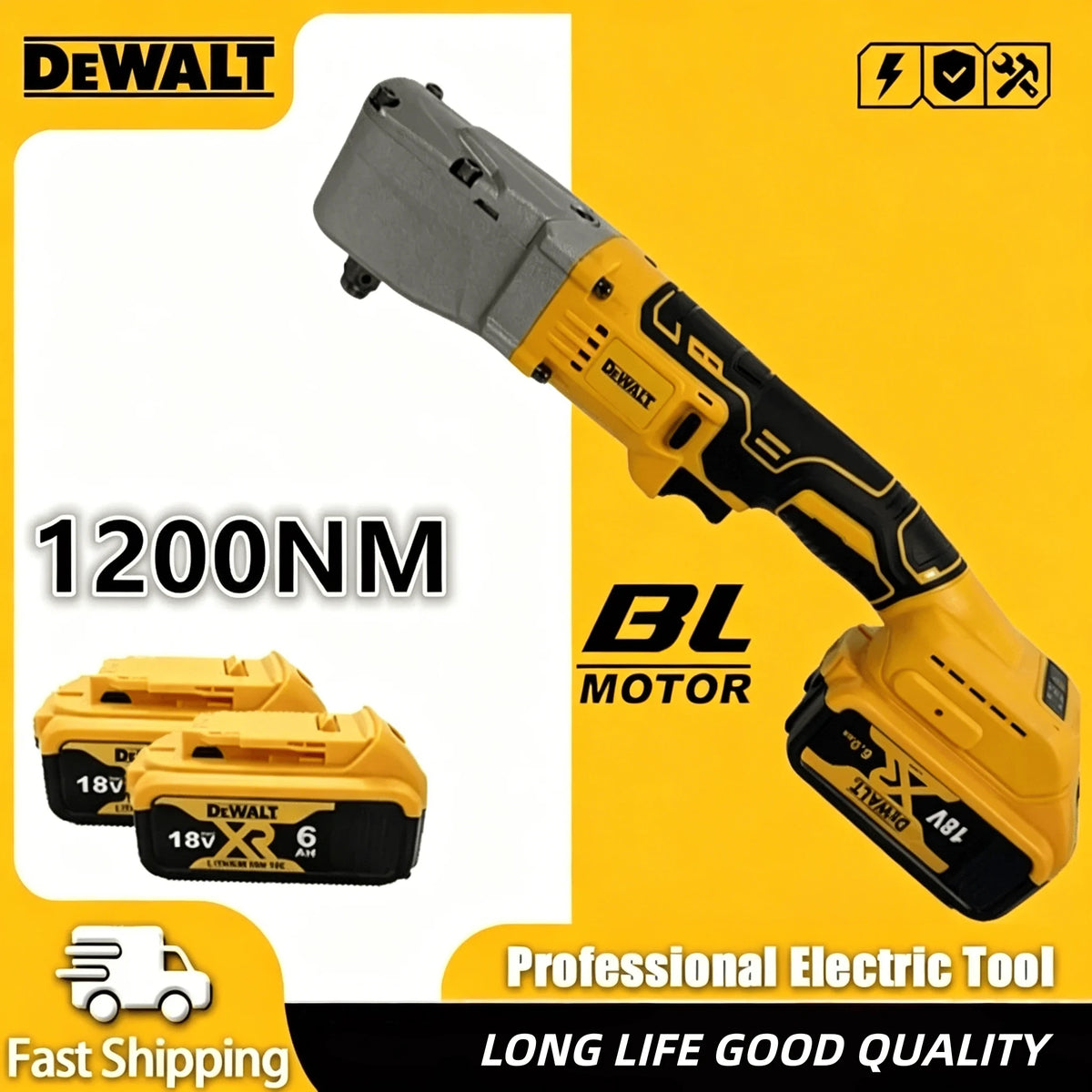 DeWALT 1/2 Inch 1200NM Brushless Impact Wrench High Torque Cordless Electric Wrench For Nut Removal Heavy Duty Power Tools
