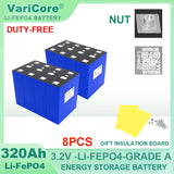 Grade A 3.2V 360AH 340Ah Battery LiFePO4 Lithium Iron Phospha for 12V 24V 4S E-scooter RV Solar Energy Storage System Duty-free