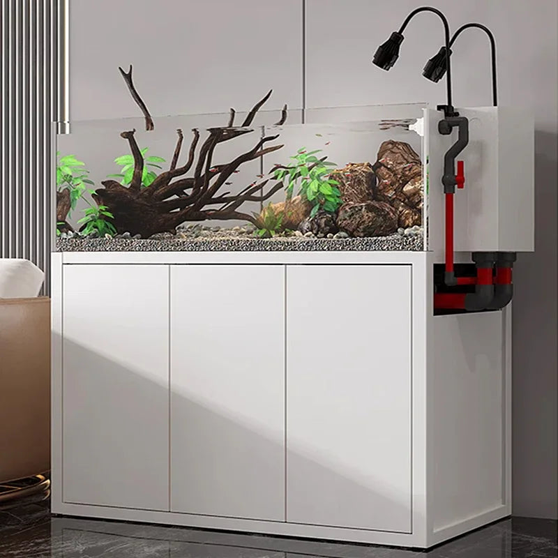 Lmm  Fish Tank Aquarium Bottom Filter Living Room Super White Glass Overflow Ecological Sea Tank Aquarium