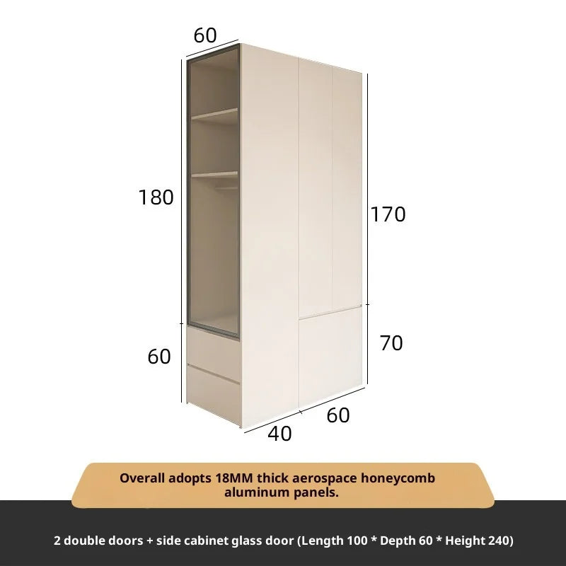 Any Size Custom Zero Formaldehyde Eco Honeycomb Aluminum Alloy Wardrobe Bedroom Home Luxury Bed End Cabinet Multi Storage Sturdy