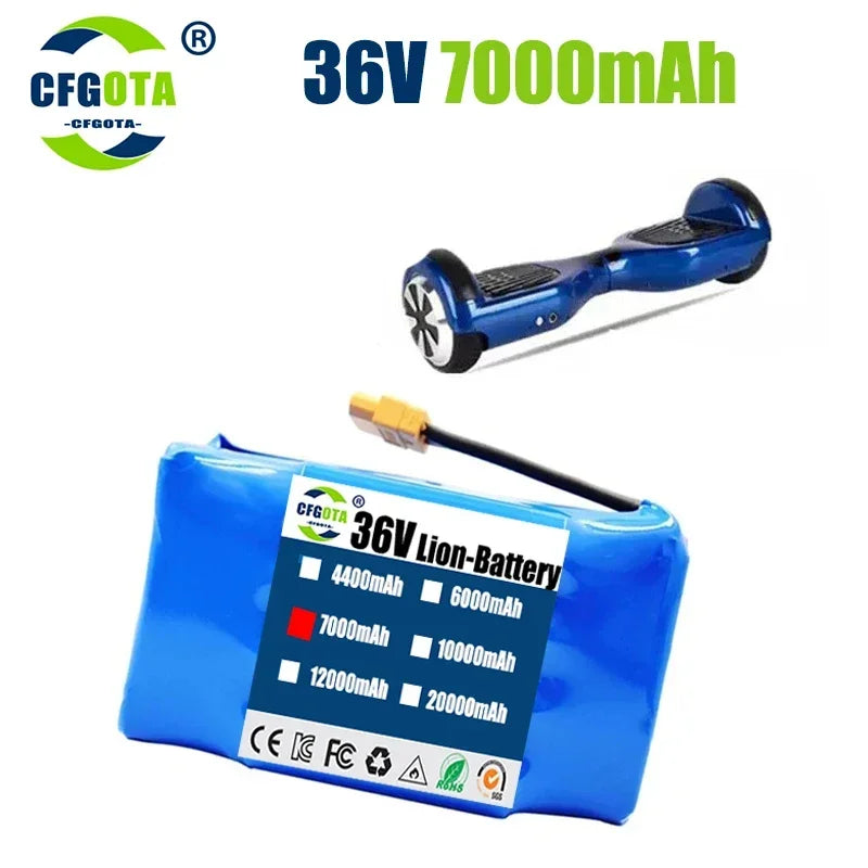 36V 7Ah Battery Hoverboard Rechargeable Li-ion Battery Pack Li-ion Cell for Electric Self Balance Scooter Hoverboard Unicycle