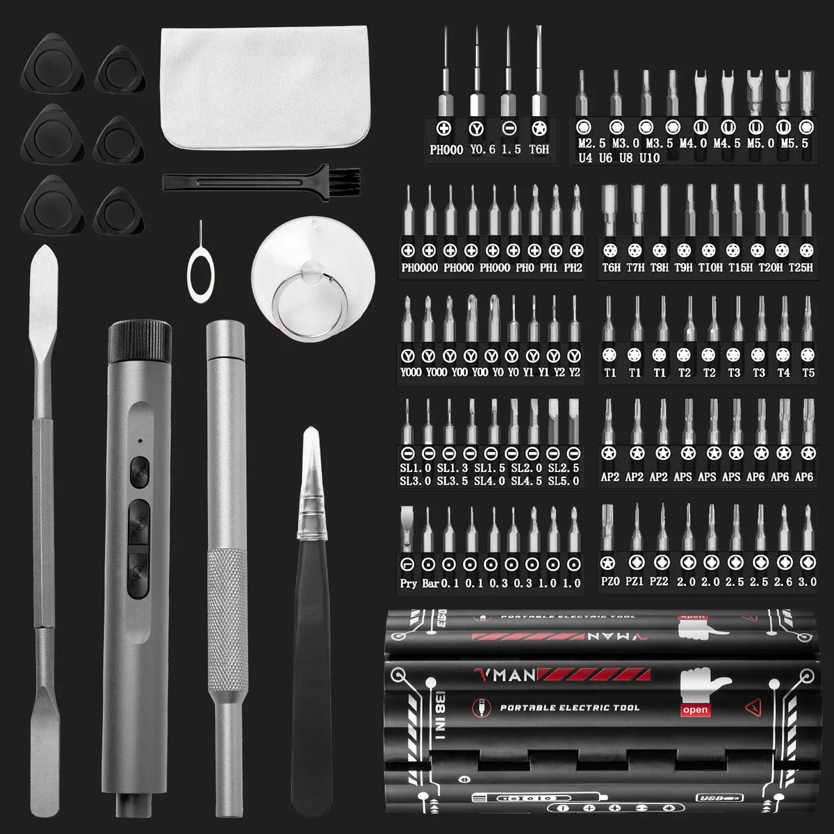 138 In 1 Electric Professional Screwdriver Set Cordless Multifunctional iPhone & Glasses Repair Tool Magnetic Bit Household Kit