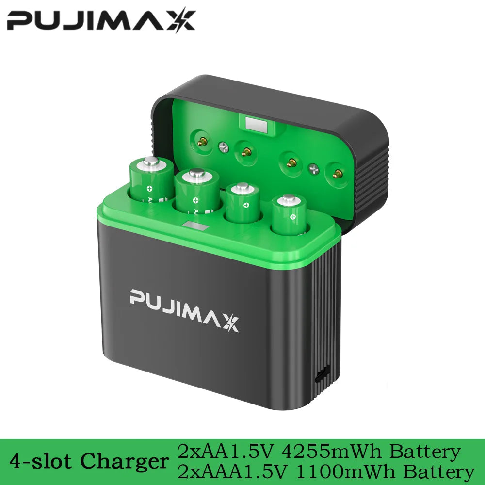PUJIMAX Smart AA/AAA Lithium Battery Charger Charging 4 AA+4 AAA Rechargeable Li-ion Batteries With High Capacity Battery SET