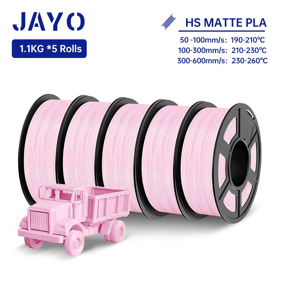 JAYO PLA Classic 3D Filament 1.75mm High Speed Matte PLA 3D Printer Filament Neatly Wound 3D Printing Materials 5Rolls/set