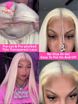613 Glueless Wigs Human Hair 5x5 Lace Closure Wig Bone Straight Blonde Pre Plucked Glueless Wig Remy Human Hair Wigs Ready To Go