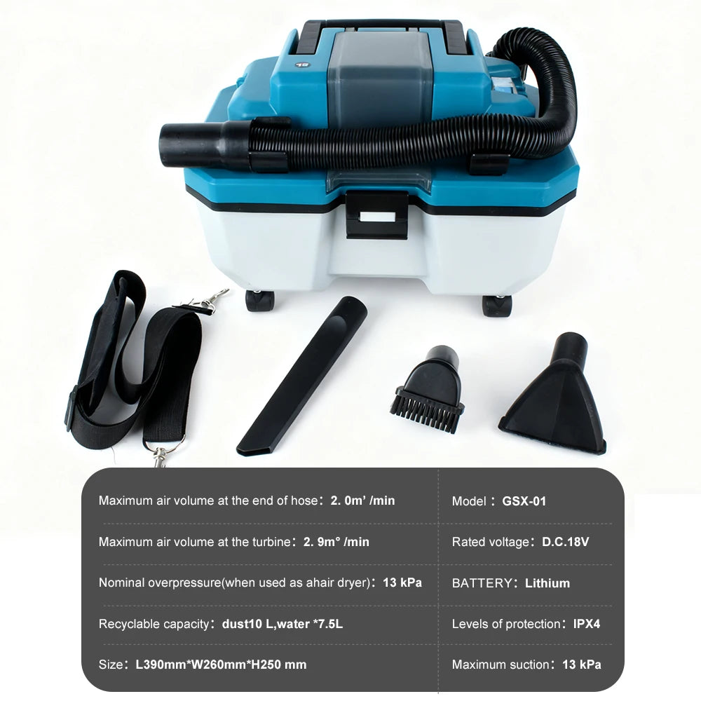 Portable Brushless Vacuum Cleaner Household Cordless Wet&Dry Vacuum Cleaner 18V Lithium Battery Dust Extractor for Makita
