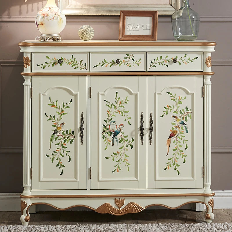 Country house brown walnut light yellow activity baffle multi-layer shoe cabinet entrance side cabinet