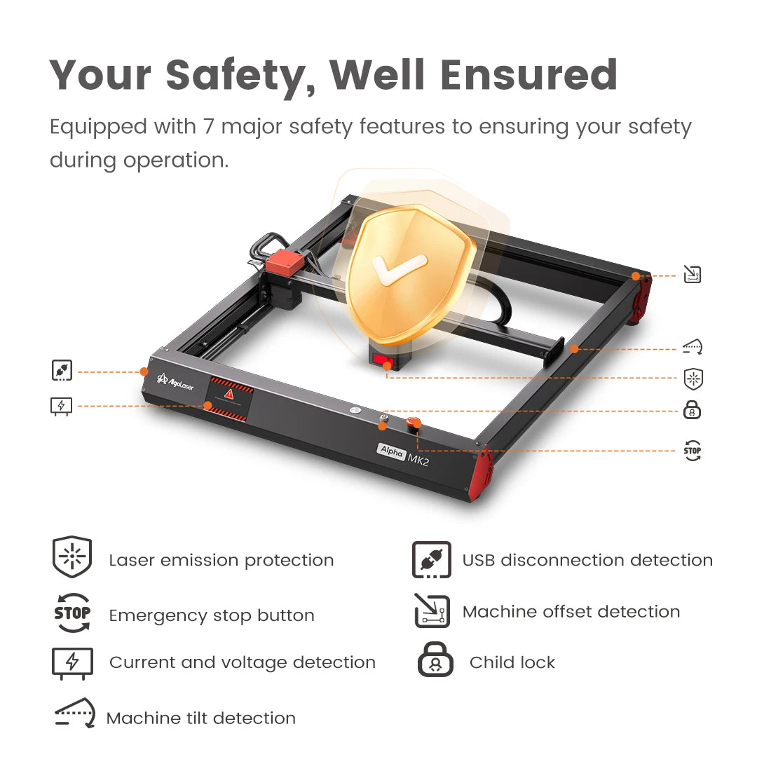 AlgoLaser Alpha MK2 20W Touch Screen 400X850MM Big Laser Engraving And Cutting Machine Cnc Desktop Handwriting Woodworking Tools
