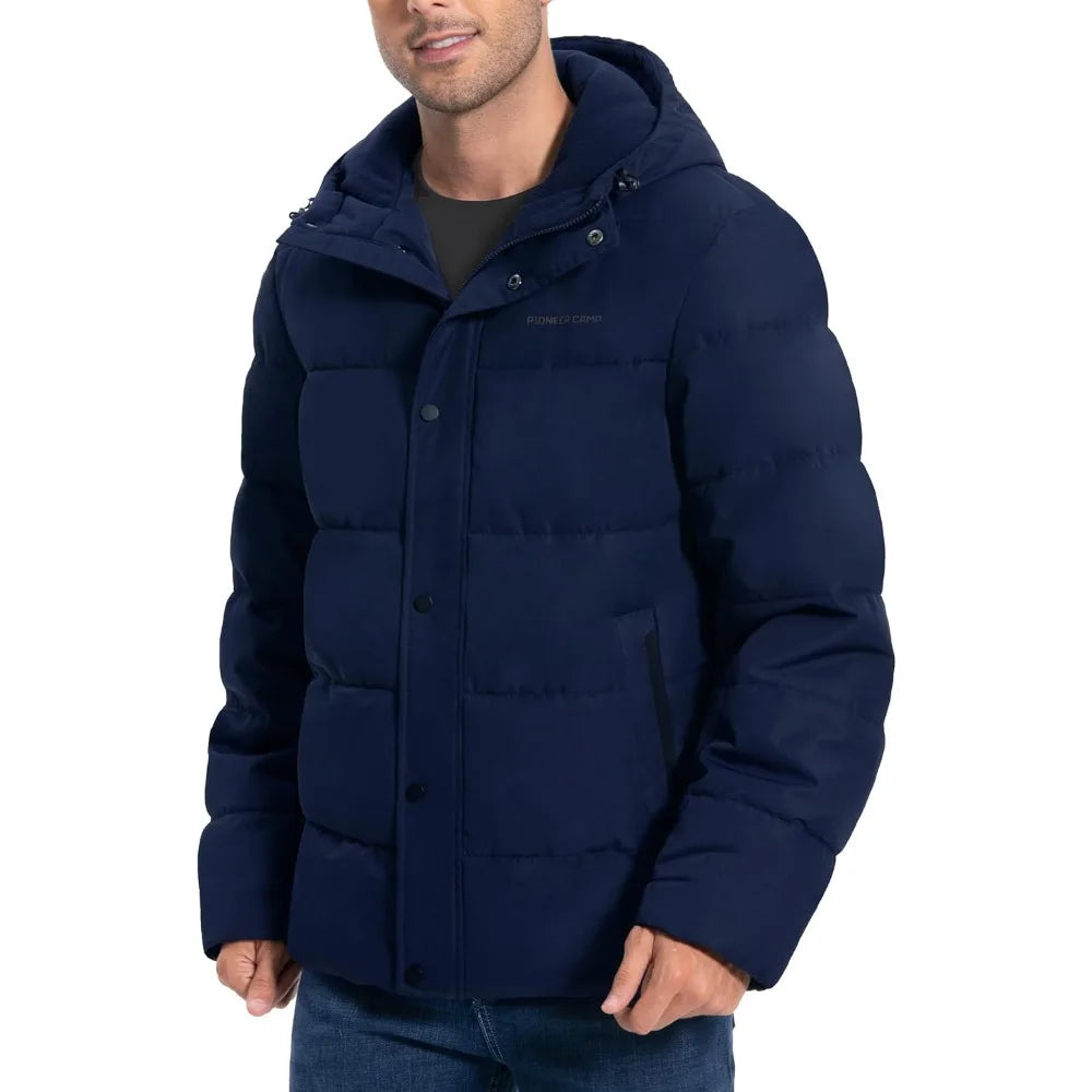 Pioneer Camp Mens Winter Coat Warm Winter Puffer Jacket Waterproof Thicken Insulated Windproof Hooded Down Quilted Coat