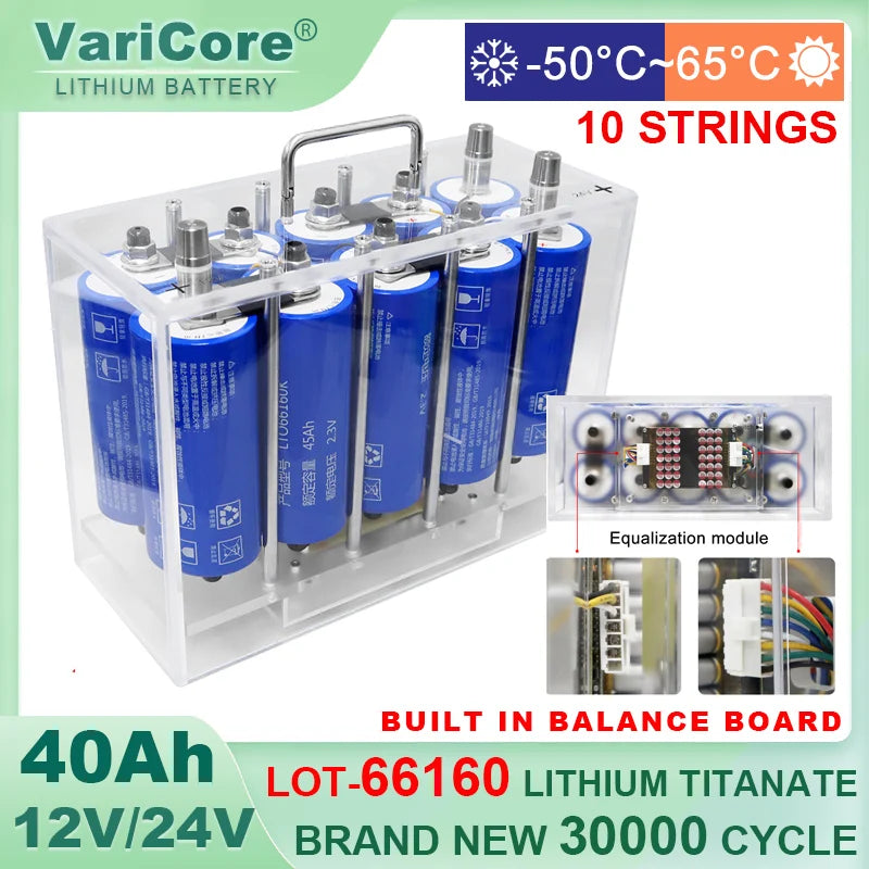 12V/24V 45Ah Lithium Titanate Battery Pack Yinlong LTO 6616010C High-power Built-in BMS Car Audio Rechargeable Tax-free