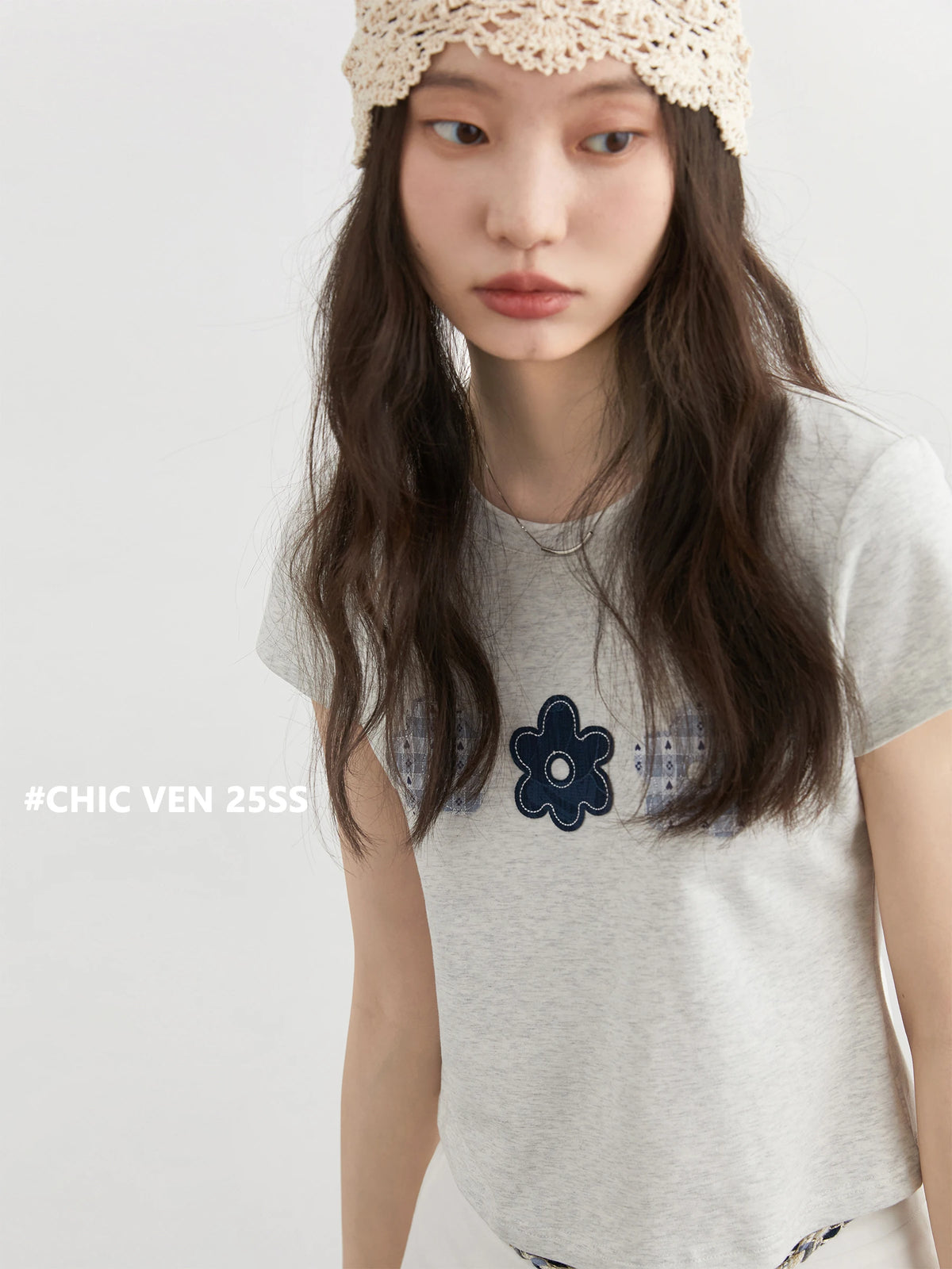 CHIC VEN Fashion Women T-Shirts Slim New Round Neck Short Sleeved Female Tees Short Top Summer 2025