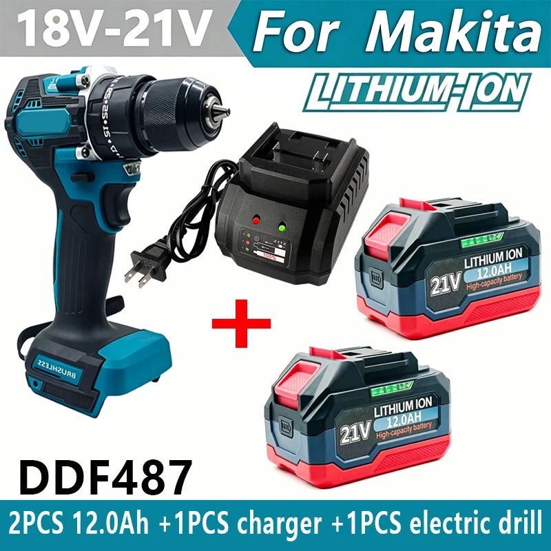 21V 6/9/12AH For Makita 18V Battery Power Tools Li-ion Replacement LXT BL1850 BL1860 DDF487 for 18V Screwdriver with BMS