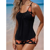 Bathing Suit Women Floral Print Tankini Set High Waist Boyshorts Modest Swimwear Tummy Control Two Piece Swimsuit Beachwear