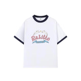 Hometown Romance LMSY Sonya Saranphat Same Top Color Blocked Border Printed Short Sleeved T-shirt Non-original Version