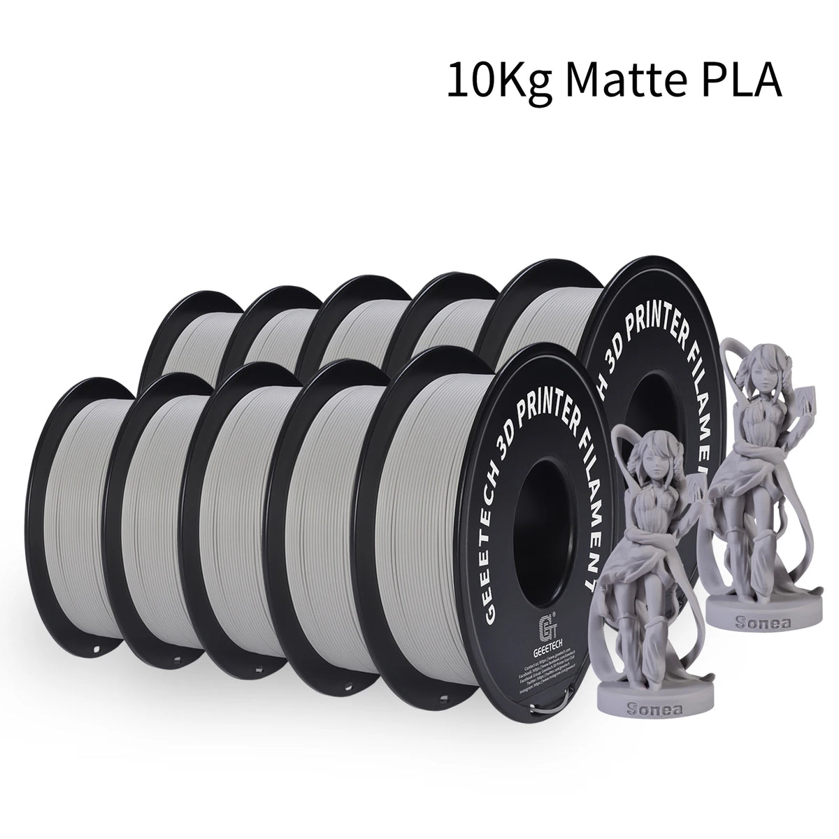 GEEETECH 10Kg 3d Matte PLA Filament 1.75mm Spool Wire For 3D Printer Material,Safety, Vacuum packaging