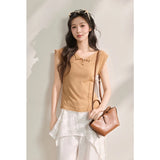 MISHOW Cool Linen Flying Sleeve Knitted Lapel T-shirt 2026 Summer Casual Style Tees Hollow-out Hook Flower Design Top MXF16Z3033