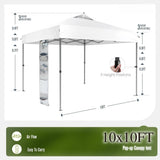 Canopy Tent Pop Up 10x10 ft, One Person Push Set Up Tent, Outdoor Canopies Shelter Heavy Duty Straight Legs, Customized