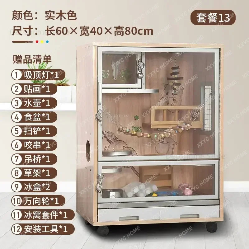 AANordic Light Luxury Simple Cat Cages Solid Wood Cat Villa Nordic Home Multi-storey Large Cat House Pet Shop Cats Breeding Cage