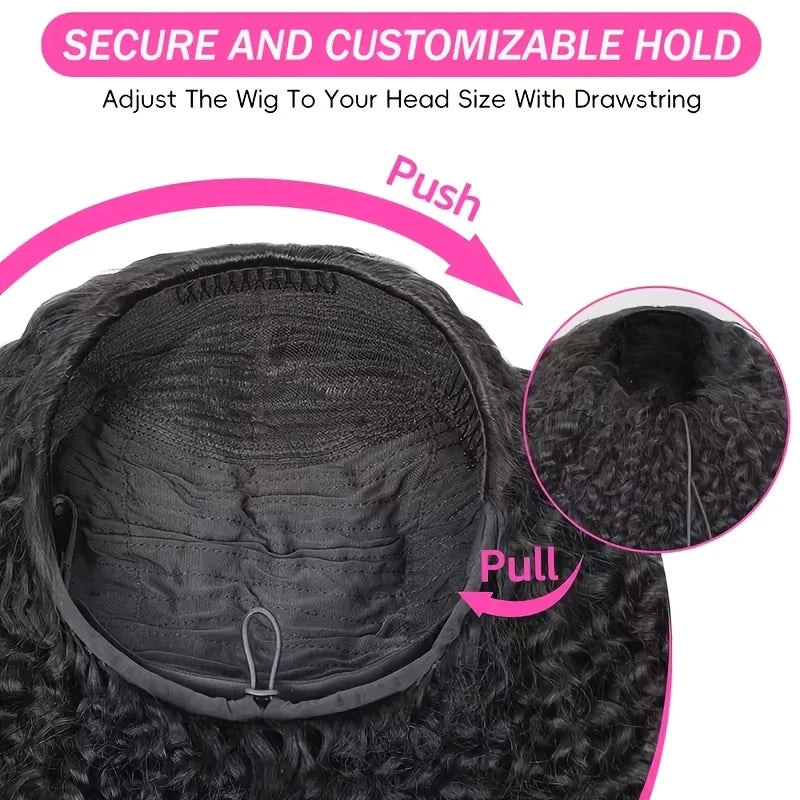 Burmese Curly Wig Human Hair 12A Brazilian Virgin Jerrry Curly Half Wig Human Hair 3In1 Seamless Flip Over Glueless Wear and Go