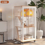 Solid wood luxury can put smart cat toilet integrated cat cage nest  panoramic view