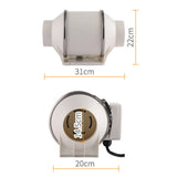 6" Inline Duct Fan 540 CFM Ventilation Exhaust Blower Fans Quiet for Ducting 75W