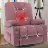 Rocker Recliner Chairs for Adults, Swivel Recliners with Massage and Heat, Fabric Overstuffed Glider with Cup, Customized