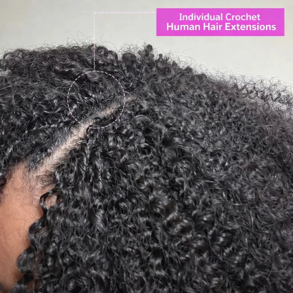 Deep Pixie Curls Crochet Hair Pre Separated Knotless Miracle Knot Braids 12A Small Spirals Curly Crochet Human Hair Extensions