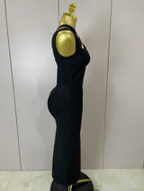 2025 New Elegant Slimming Black Pin Wrap Sleeveless Long Dress Women Fashion Celebrity Evening Party Luxury Birthday Outfit