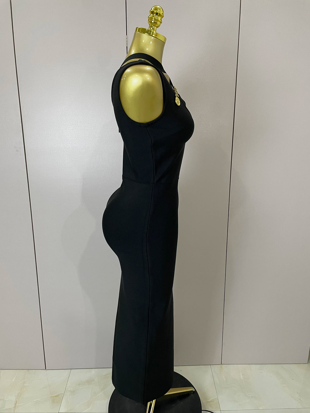 2025 New Elegant Slimming Black Pin Wrap Sleeveless Long Dress Women Fashion Celebrity Evening Party Luxury Birthday Outfit